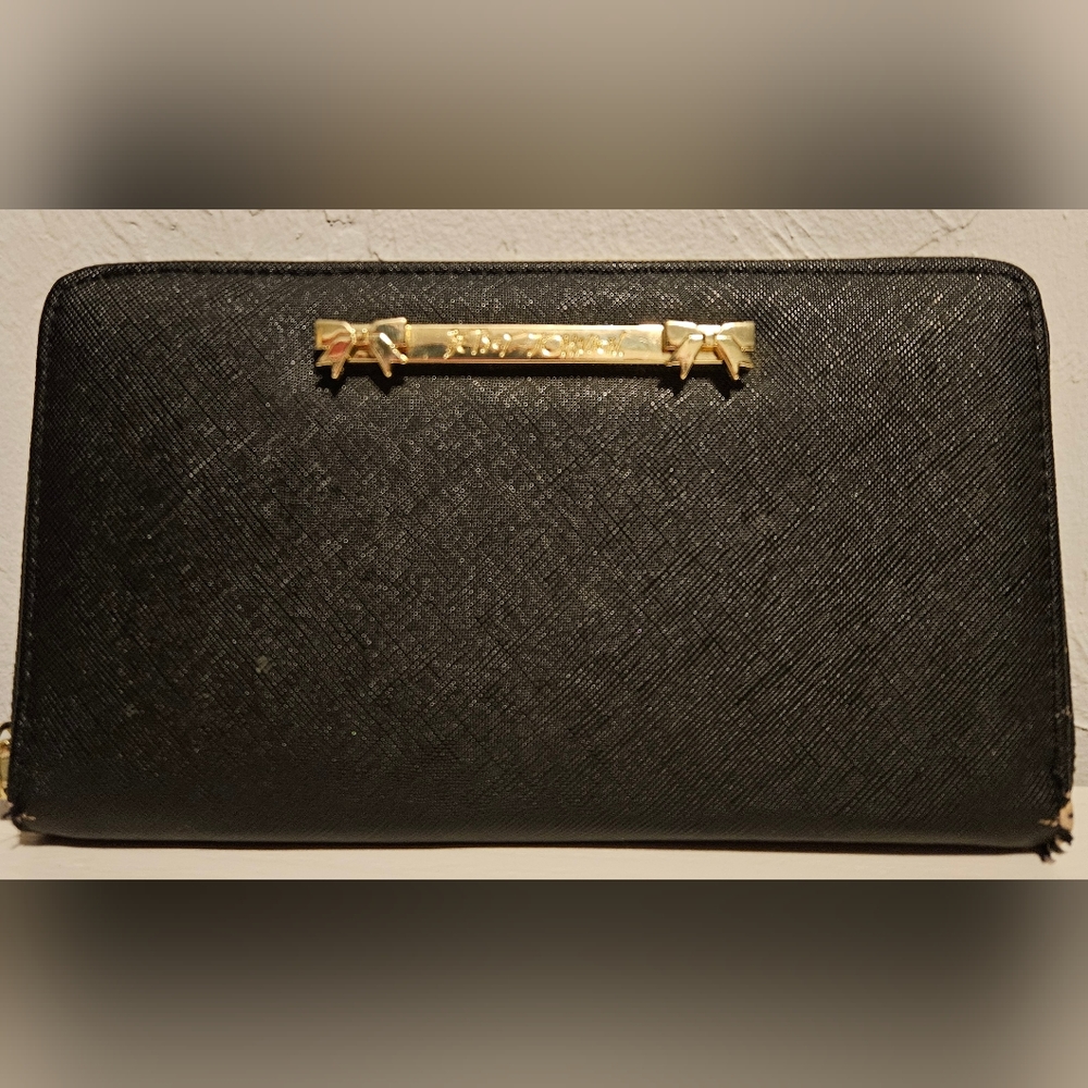 BETSEY JOHNSON WALLET - BLACK & GOLD & PINK